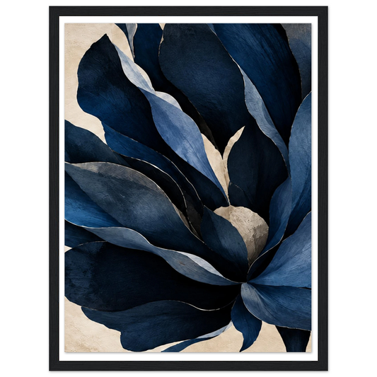 Midnight Bloom Floral Print with a black frame